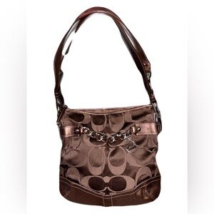 AUTHENTIC COACH F19730 SIGNATURE CHAIN Duffel Shoulder Crossbody Bag - BROWN